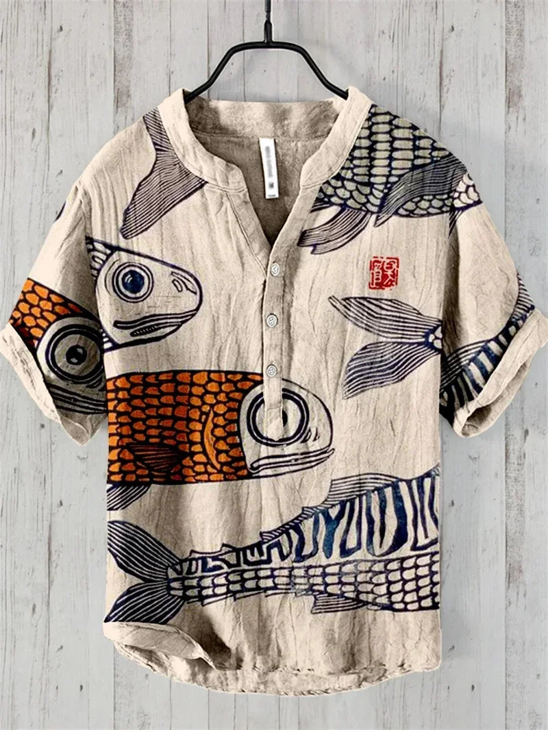 Spring and Summer Men's and Women's Shirts Independent Station Casual Hawaiian Style Shirts Men's Tops 100% Linen New Hot Sale Good Vibrations