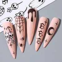 Halloween Stickers for Nails Pumpkin Ghost Skull Design Art Self-Adhesive Spider Web Decals Decoration DIY Manicure Accessories Good Vibrations