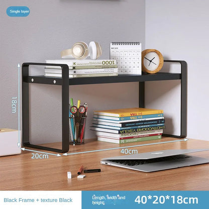 Shelf Desktop Storage  Bookshelf Student Desk Shelves Racks Office Computer Desk Tiered Cabinet Home Storage Holders Organizer Good Vibrations
