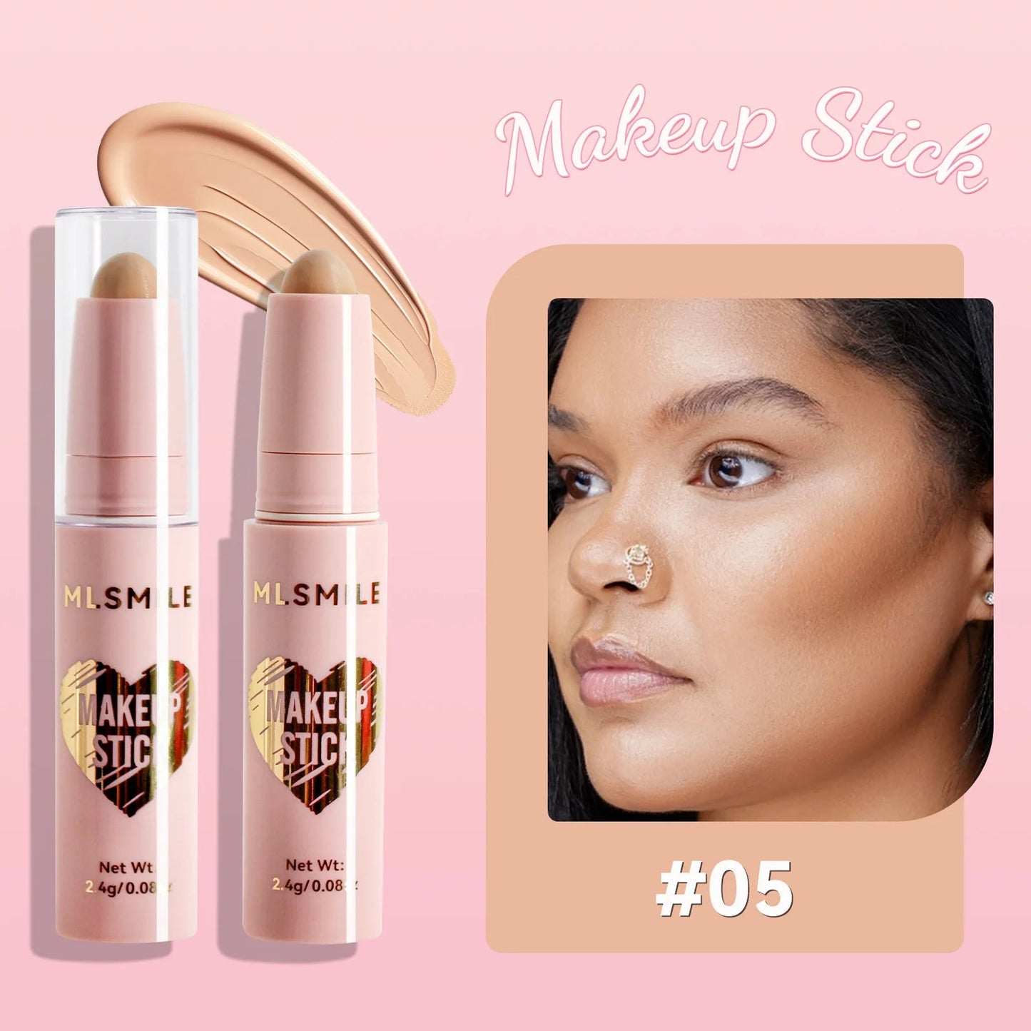MLSMILE 8 Color High Gloss Pearl Contouring Stick Face Brightening Sleeper Silkworm Pen three-dimensional Face contour Shadow Good Vibrations