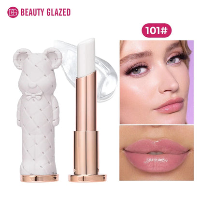 Beauty Glazed Bear Moisturizing Lipstick,Colored Lip Balm,Nourishing Lip stick,Easy To Color,Watery Good Vibrations