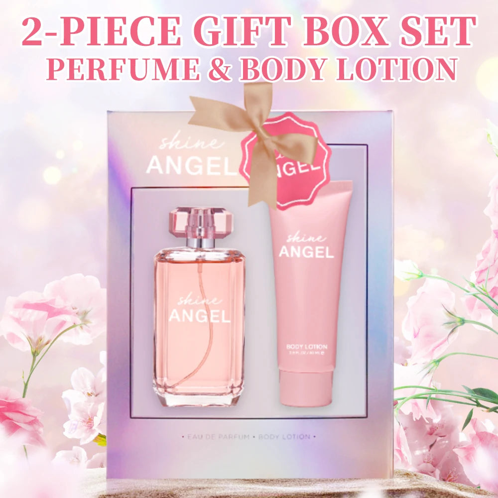 Eau de Parfum Spray and Body Lotion Gift Set Women's Fragrance Sets 3.4 Oz EDP Spray 2.8 Oz Body Cream Shine Angel 2 Pcs Gifts Good Vibrations
