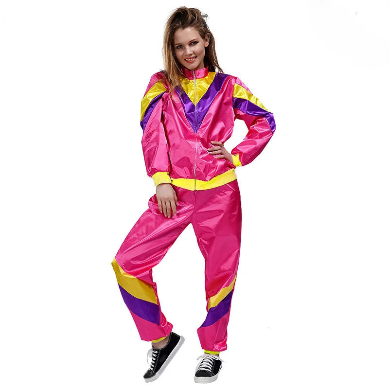 Cosplay Women Disco Suit Fancy Dress Hippie Costumes Men Disco Tracksuit Couples for Costumes Clothes Adult Carnival Costume Good Vibrations