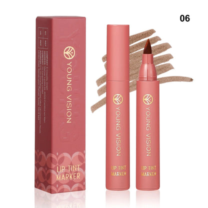 Lip Tint Pen, 6 Colors Available, Matte Water Lipstick, Non-Stick Cup, Long-Lasting, Smooth Lip Liner and Lip Stain Combo Good Vibrations