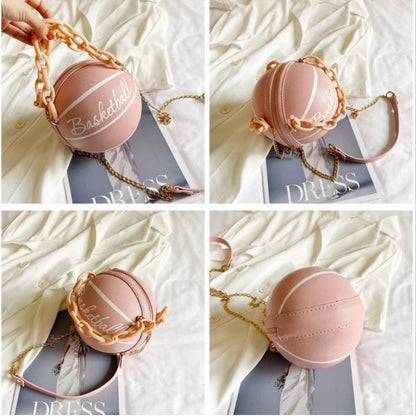 2025 Crossbody Bag New Network Red Personality Fun Pink Ins Versatile Chain Football Basketball Shoulder Bag Small Round Bag Good Vibrations