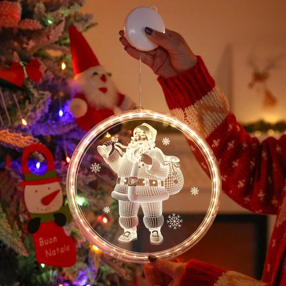 Merry Christmas LED Fairy Lights Santa Claus Elk Living Doors Windows Decoration New Year Gift 2025 Christmas Tree Hanging Light Good Vibrations