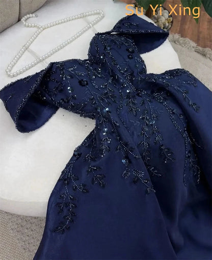 Customized Exquisite Satin Evening Dress Delicate Boat Neck Off the Shoulder Sleeveless Party Dress High Quality Celebrity Gowns Good Vibrations