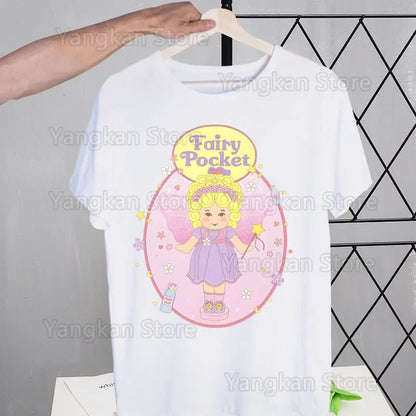 Polly Pocket Print T-Shirt Casual Crew Neck Short Sleeve T-Shirt Women's Clothing Good Vibrations