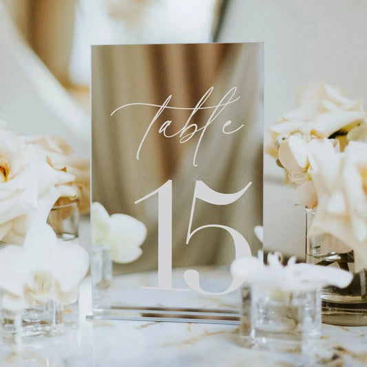 Mirror Silver Wedding Table Numbers With Stand Wedding Table Decor Acrylic Luxury Wedding Signage Table Number Stand Good Vibrations