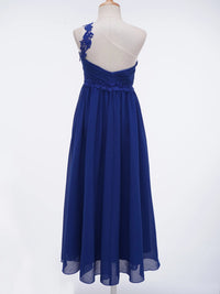 Girls Wedding Bridesmaid Dress One Shoulder Elegant Guipure Lace Ruched Chiffon Maxi Party Dresses Birthday Evening Prom Gown Good Vibrations