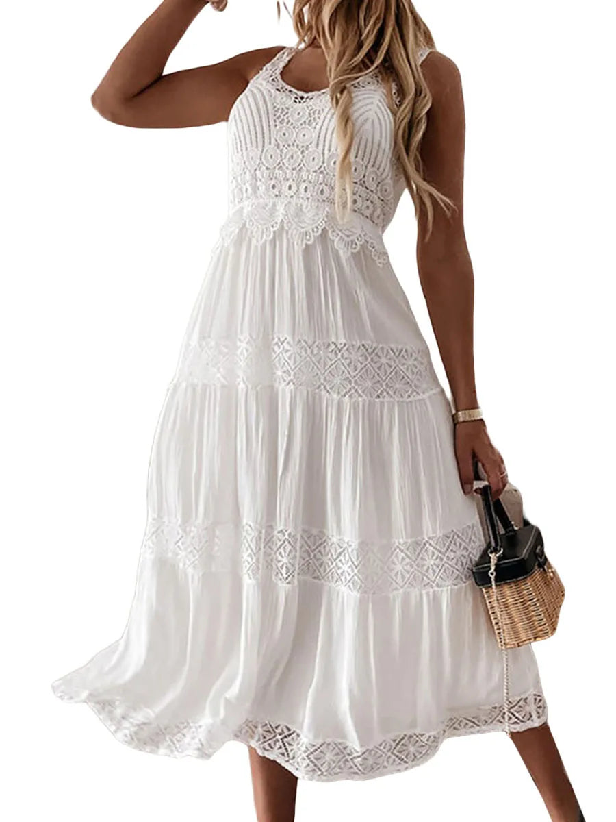 Trendy Casual Summer White Dress for Women Cover-ups Outfits New Boho Hippie Chic Long Maxi Dresses Elegant Party Beachwear Good Vibrations