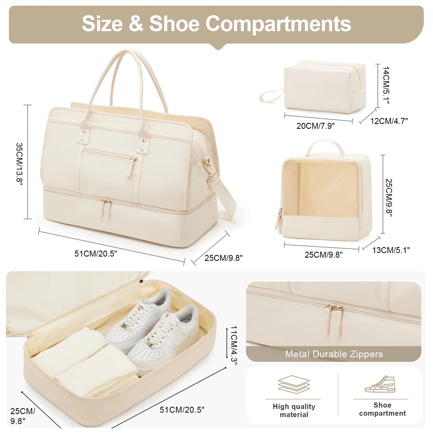 Luggage Travel Bags with a Clothes Bag and Toiletry Bag Large Capacity Daily Commuter Shoulder Bag Woman Tote Bags Handbag Woman Good Vibrations