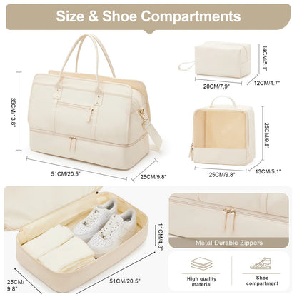 Luggage Travel Bags with a Clothes Bag and Toiletry Bag Large Capacity Daily Commuter Shoulder Bag Woman Tote Bags Handbag Woman Good Vibrations