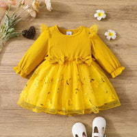 2025 Spring Autumn Baby Clothes Princess Dress 0-3Y Infant Girls Floral Embroidery Lace Dress Cute Toddler Bow Outfit Good Vibrations