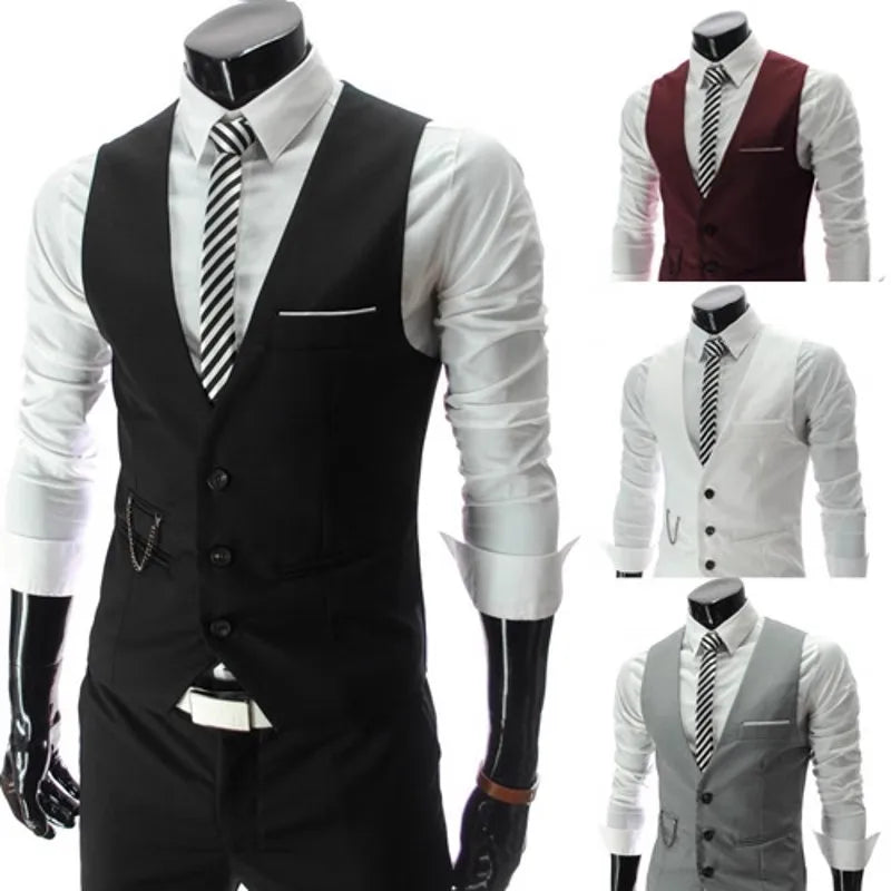 2023 New Arrival Dress Vests For Men Slim Fit Mens Suit Vest Male Waistcoat Gilet Homme Casual Sleeveless Formal Business Jacket Good Vibrations