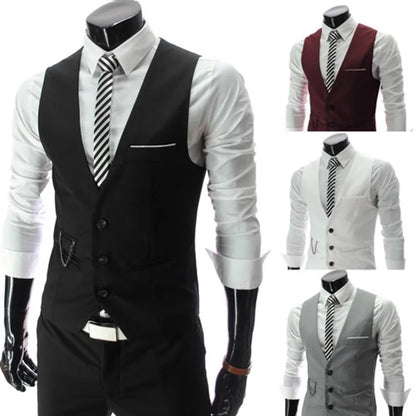 2023 New Arrival Dress Vests For Men Slim Fit Mens Suit Vest Male Waistcoat Gilet Homme Casual Sleeveless Formal Business Jacket Good Vibrations