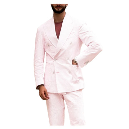 Men's Striped Suit Two Piece Suit Elegant Fashion Suit Business Casual Work Wear Party Dress Men's Commuter Wear Men's Clothing Good Vibrations