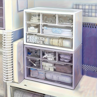 Desktop Organizer with Six Drawers-Spacious and Multifunctional Container,Perfect for Office Supplies,Stationery,Dorm Essentials Good Vibrations