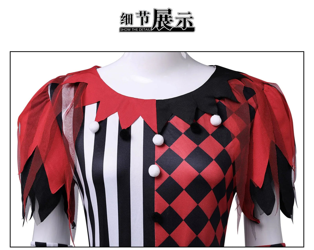 Women Clown Costume Circus Performance Outfit Role Play Uniform Carnival Party Fancy Outfit Scary Halloween Costume Good Vibrations