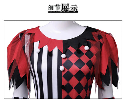 Women Clown Costume Circus Performance Outfit Role Play Uniform Carnival Party Fancy Outfit Scary Halloween Costume Good Vibrations