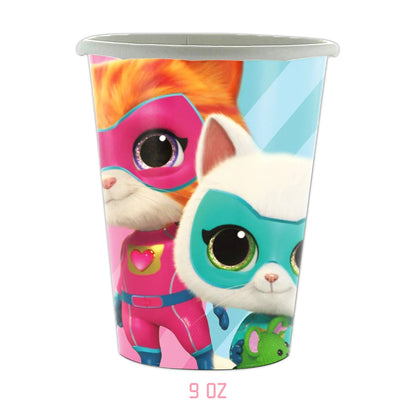 Cartoon Superkitties Birthday Party Decorations Balloons Disposable Tableware Set Paper Plates Banner for Baby Shower Kids Gifts Good Vibrations
