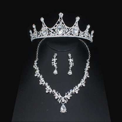 Luxury Crystal Wedding Bridal Jewelry Sets Women/Girl Gold Color Tiara/Crown Earrings Choker Necklace Bride Jewelry Set Good Vibrations Adult Super Store
