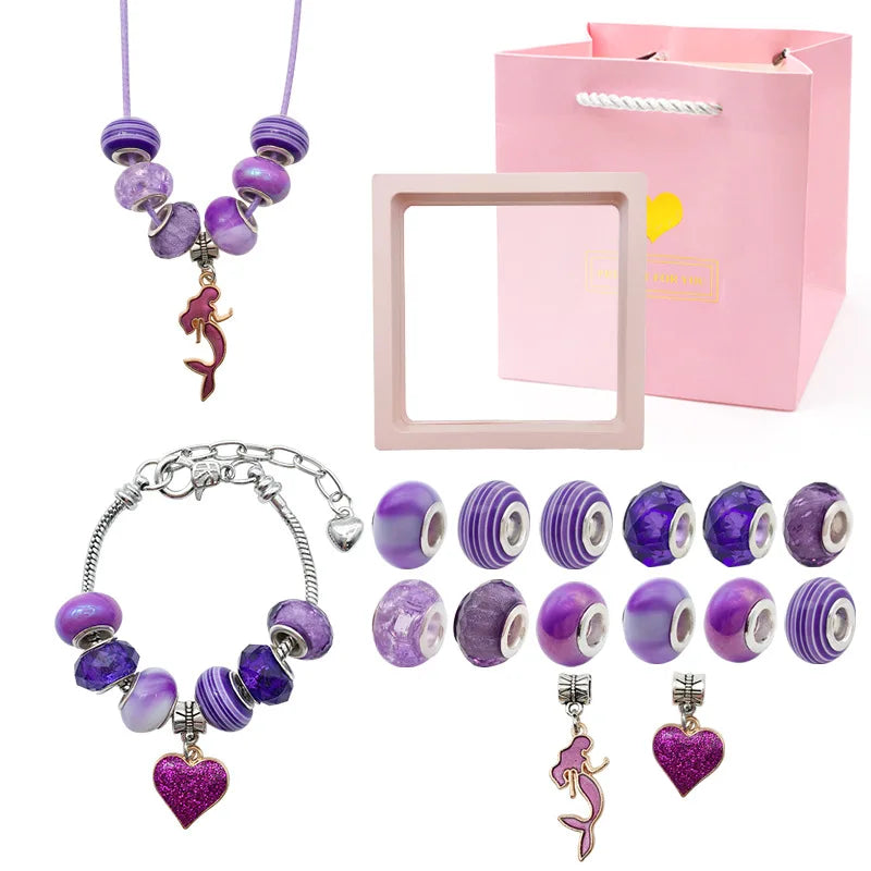 Charm Bracelet Making Kit for Girls Kids Jewelry Making Kit DIY Charm Bracelet Necklace Kit for Crafts Birthday Easter Gifts Good Vibrations