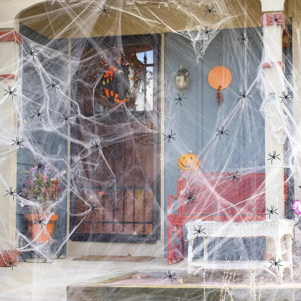 Halloween Decoration Party Accessories Decorations for Events Scream Festa Spider Web Black Outdoor Props Haunted House Spider Good Vibrations