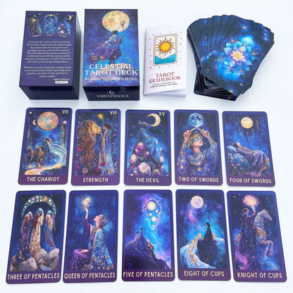 Classic Celestial Tarot Card Deck, 78 Cards, 13x8 Cm, Intuition & Spiritual Guidance, Ideal for Beginners, Includes Paper Manual Good Vibrations