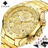 Relogio Masculino WWOOR Mens Watches 2024 Top Brand Luxury Wrist Watches For Men Gold Big Golden Male Chronograph Wristwatch Man Good Vibrations