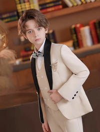 Classic Boy's Suit Set Sequin Suit Jacket Vest Pants Set Tuxedo For Boys Flower Boy Mini Suit Evening Party Wedding Suit For Boy Good Vibrations