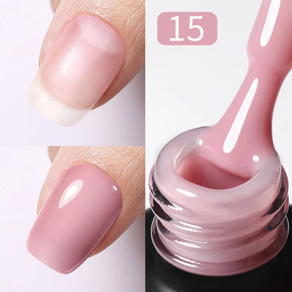 BORN PRETTY Milky Pink Rubber Base Gel Nail Polish Glitter 15ml Semi-Permanent Varnish Soak Off Self Leveling UV LED Gel Good Vibrations