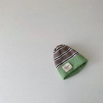 Fashion Striped Kids Knit Hat Boys Beanie Cap Girls Bonnet Cap With Label Korean Style Winter Autumn Infant Baby Accessories Good Vibrations