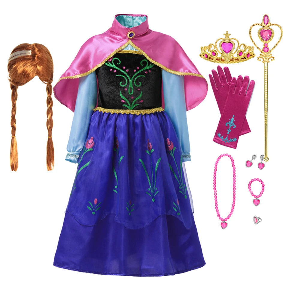 Summer Fancy Queen Elsa Anna Costume Girls Princess Dress Toddler Halloween Cosplay Party Vesidos For 2-10 Years Good Vibrations