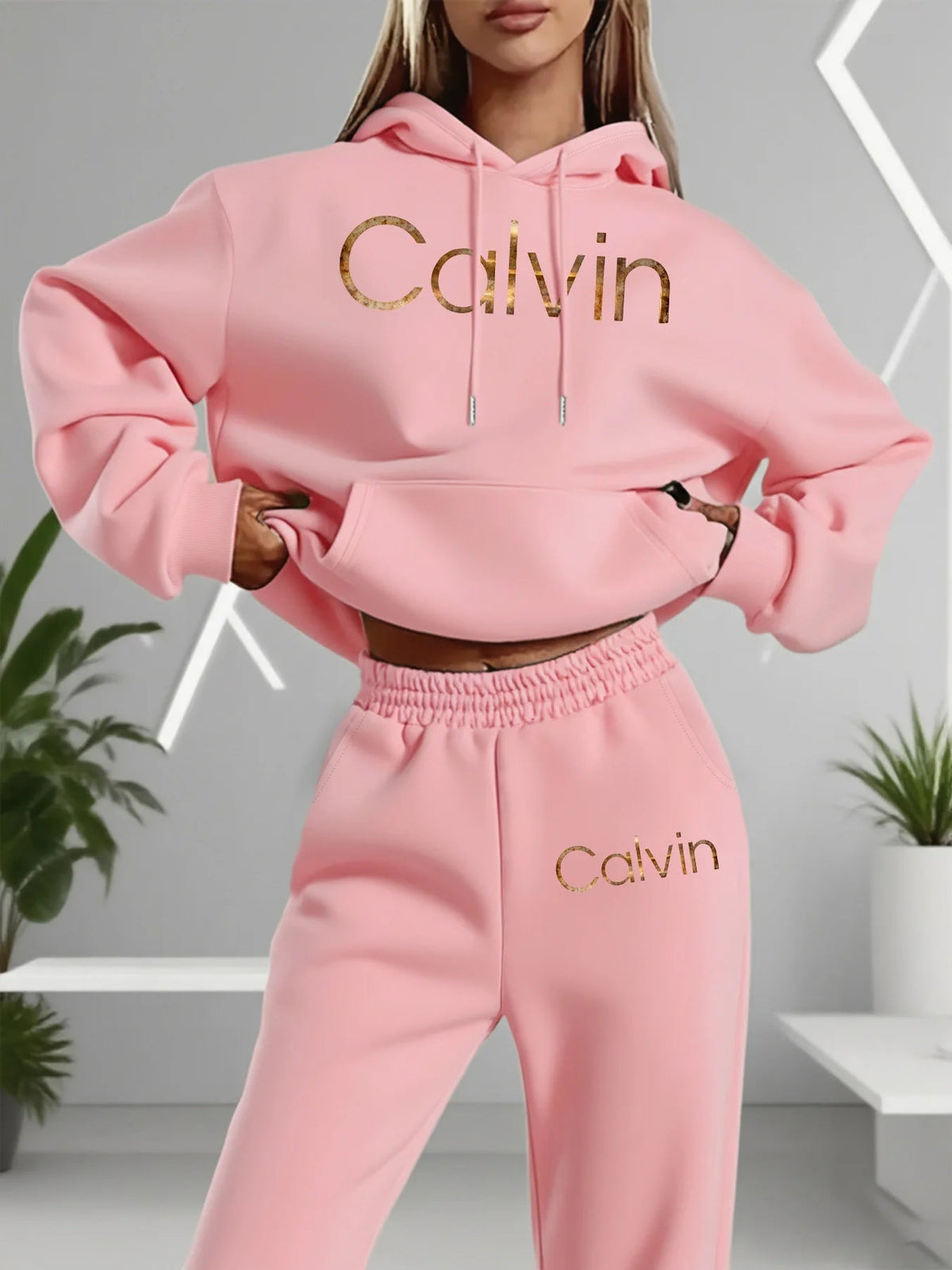 Women's fashion pullover and pants set, printed design set, women's fall/winter pullover outfit plus size woman clothes outfits Good Vibrations