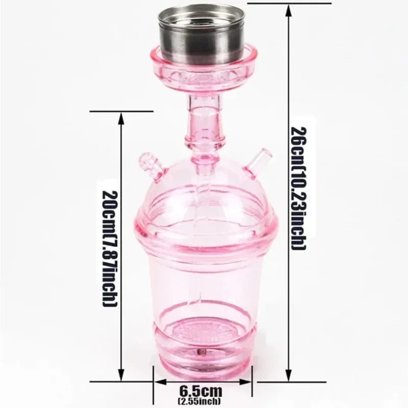 CRUSHER Cute Car Acrylic Hookah with LED Light and Metal Tobacco Bowl, 26cm Pink.