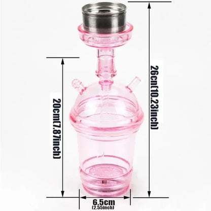 CRUSHER Cute Car Acrylic Hookah with LED Light and Metal Tobacco Bowl, 26cm Pink.