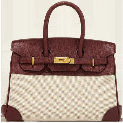2025 Designer Handbag - Crossbody&Tote Luxury Leather Trim Canvas Bag Women Fashion Shoulder Purse Good Vibrations