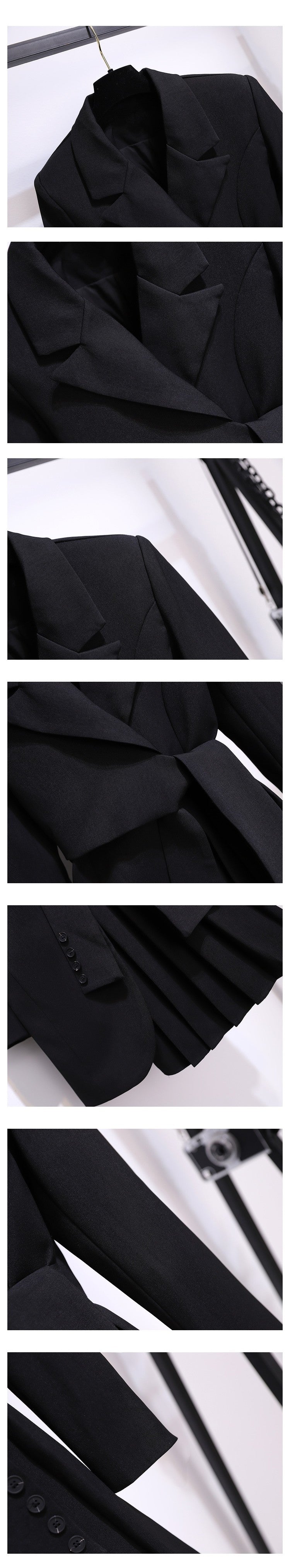 Blazer Women 2025 Spring New Fashion Women Clothing Suit Skirt Jacket Belt Waist Slim Suit Women Blazer Long Coat Black Blazers Good Vibrations