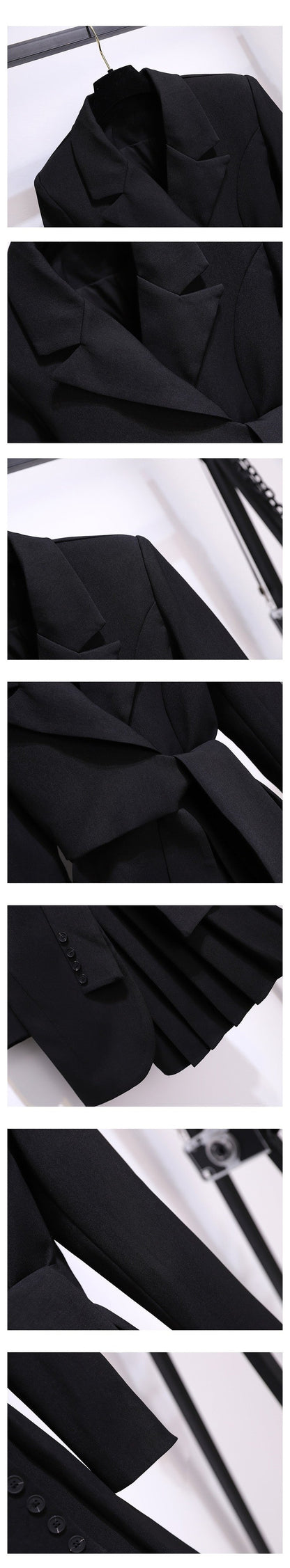 Blazer Women 2025 Spring New Fashion Women Clothing Suit Skirt Jacket Belt Waist Slim Suit Women Blazer Long Coat Black Blazers Good Vibrations
