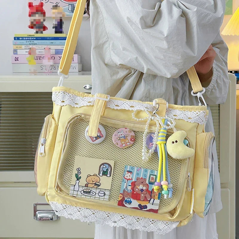 Large Capacity Ita Bag Anime Two-dimension Lolita Tote Bag Clear Window Crossbody Shoulder Bag Handbag Gift For Friends Good Vibrations