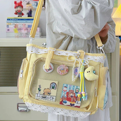 Large Capacity Ita Bag Anime Two-dimension Lolita Tote Bag Clear Window Crossbody Shoulder Bag Handbag Gift For Friends Good Vibrations