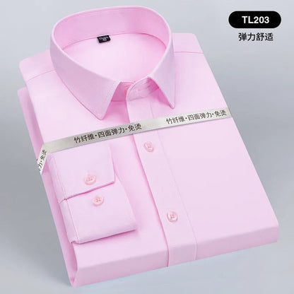 Men's long sleeved shirt formal spring and summer thin business leisure high-quality non-ironing breathable work clothes Good Vibrations