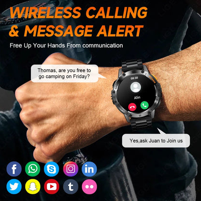 For Android ios New AMOLED Smart Watch Men with Flashlight Sports Waterproof Fitness Tracker Bluetooth Call Smartwatch Man+Box Good Vibrations