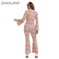 Couple Hippie Disco Costume 70S Vintage Top Pants Headband Dancer Set Carnival Fancy Outfit Indian Primitive Indigenous Clothes Good Vibrations