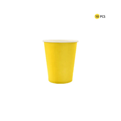 Solid Yellow boda party tableware set cumpleaños decoracion bachelorette Birthday Tableware Paper Napkins Cups Plates Tablecloth Good Vibrations