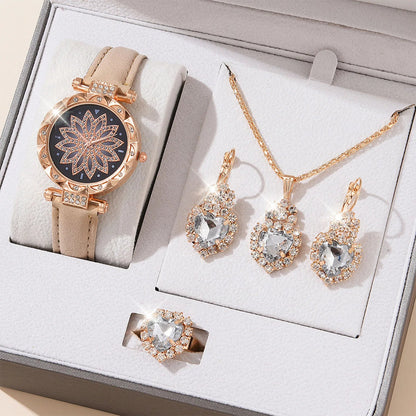 Watches Sets Gifts for Women Crystal Bling Wristwatch Jewelry Kit Gift for Mom Wife Girlfriend Good Vibrations Adult Super Store