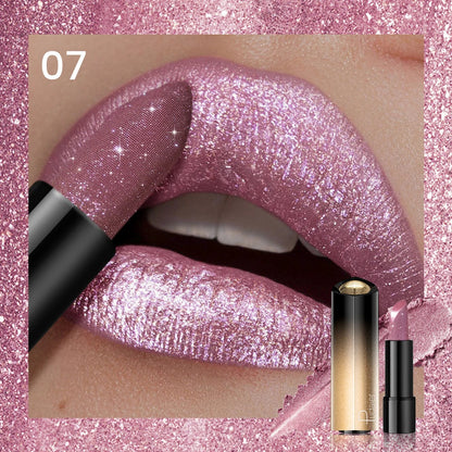 Glitter Lipstick, a pressable pearlescent lipstick, is very shiny like crushed diamond particles, smooth and long-lasting, has a Good Vibrations