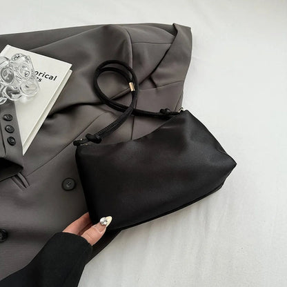 Casual Solid Color Fashion Elegant Shoulder Bag Smooth Cloth Satin Underarm Bag Leisure Shoulder Bag Good Vibrations