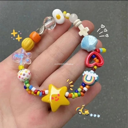 Handmade Colorful Beaded Bracelet Stretch Bracelets Fashion Bangle Elastic Cord Bracelet Statement Jewelry pulseras mujer Good Vibrations